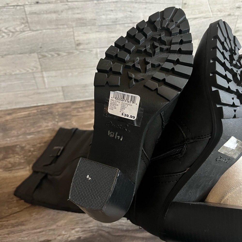Qupid Black High Heel Boots New Out Of Box Zip Up Calf Shoes Women’s Size 8.5 - Picture 5 of 10
